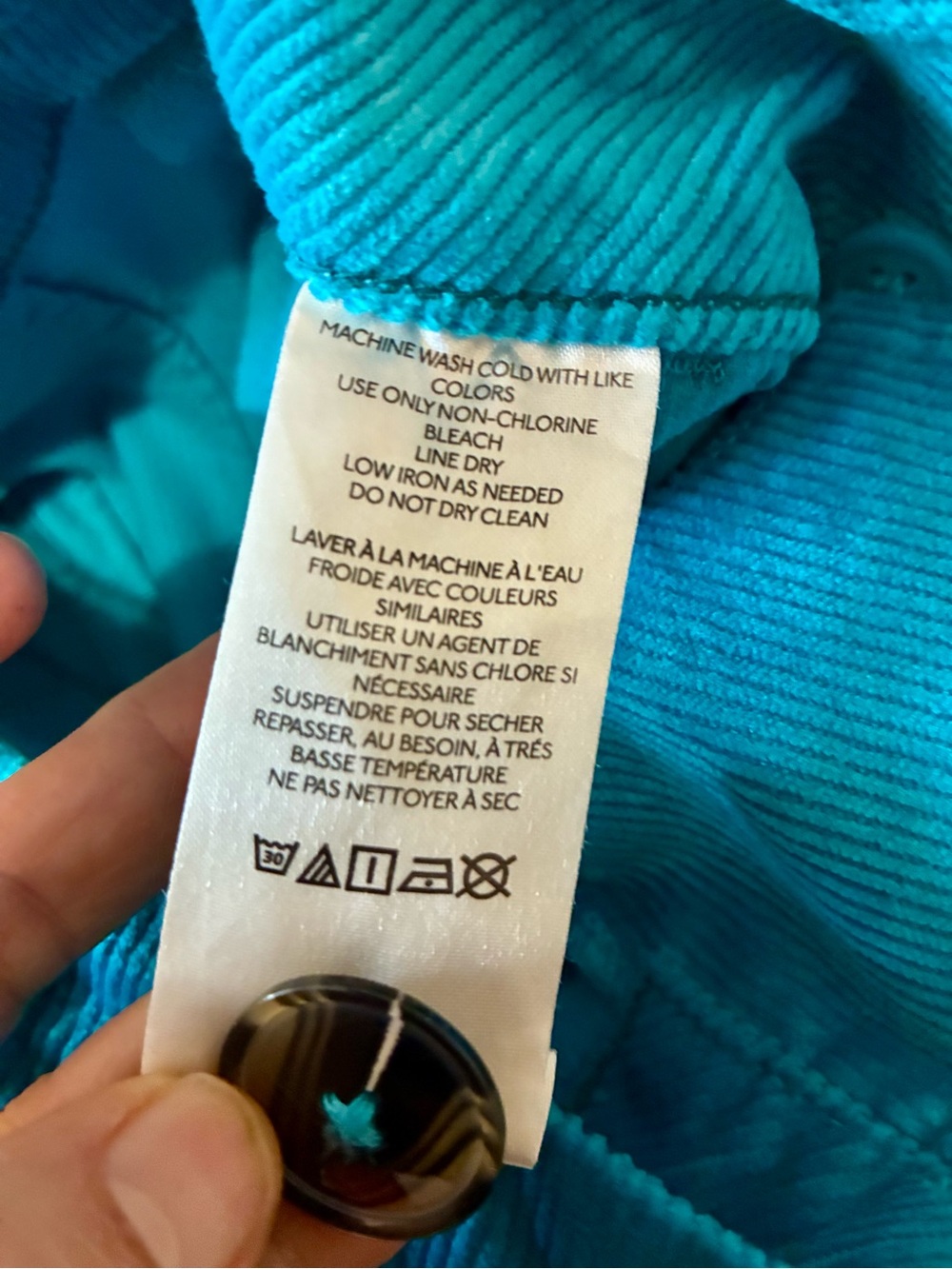 MAEVE Anthropologie COLETTE Cropped Turquoise Corduroy Hi-Rise Pants 27 EUC - Picture 9 of 9